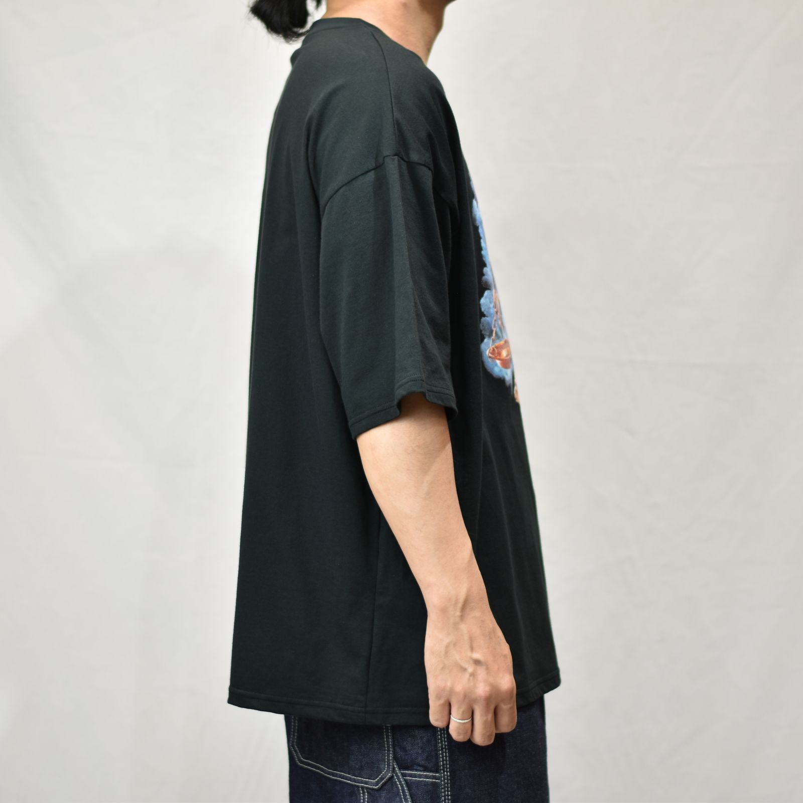 COTTON EMBROIDERED T-SHIRT 'SCALES (BK) / プリントTシャツ