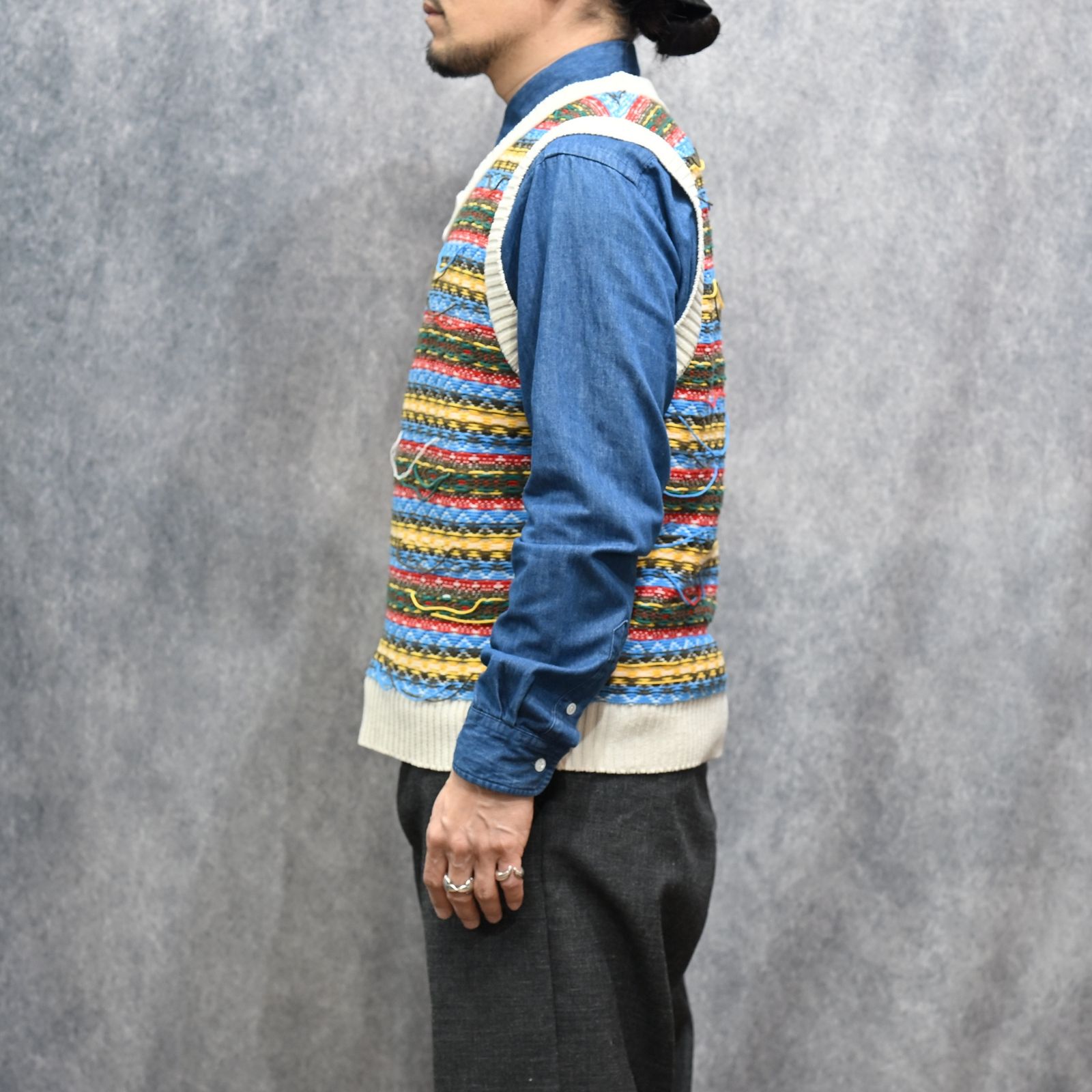 Inside-out Fair Isle Knit Vest （WPT）｜ニット ベスト｜2603-6002