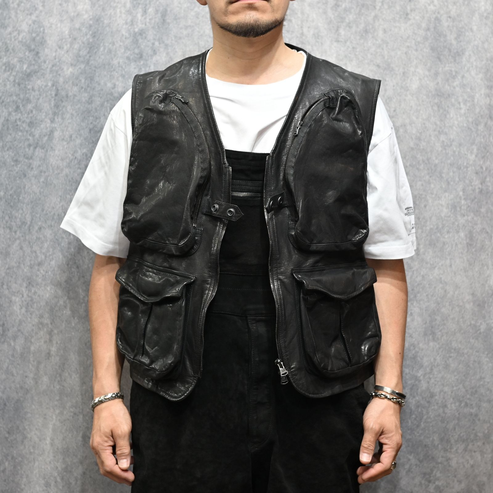 ジャパンステア ミモザレザー製品染め フィッシングベスト （BLACK / ブラック） 2192-02