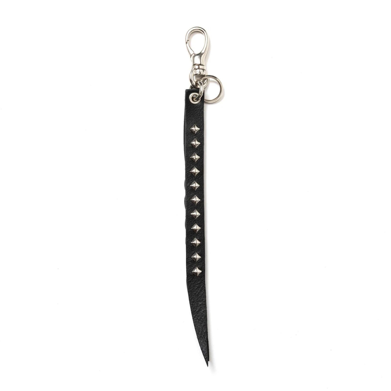 STUDS & KNITTING LEATHER SHORT KEY RING (BLACK) / スタッズ ＆ 編み込み ショート キーリング