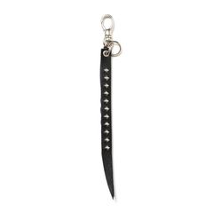 STUDS & KNITTING LEATHER SHORT KEY RING (BLACK) / スタッズ ＆ 編み込み ショート キーリング