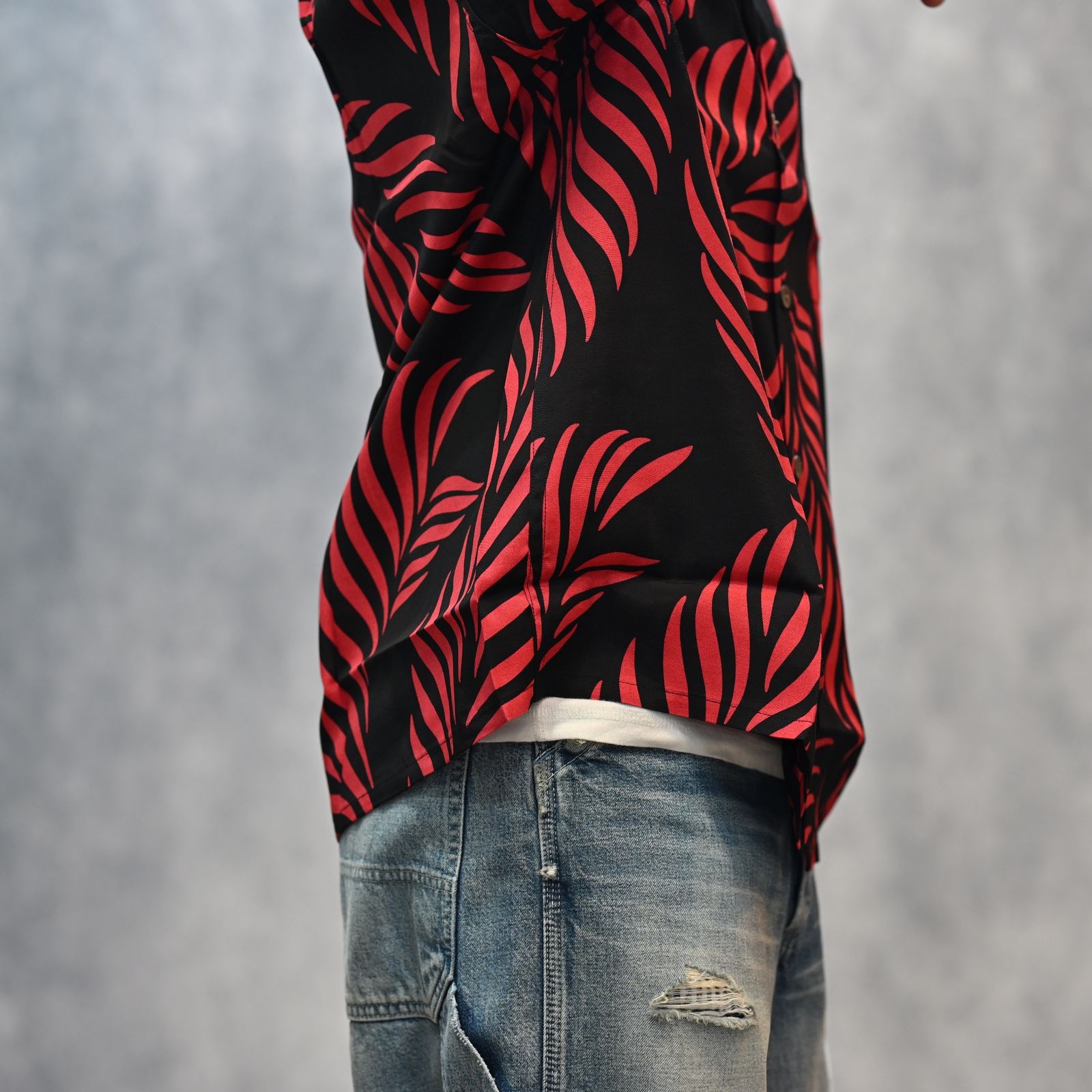 × WACKO MARIA Leaf Motif Hawaiian Shirt （BLACK×RED） / ワコマリア アロハシャツ （ブラック×レッド） 25MND-WM001