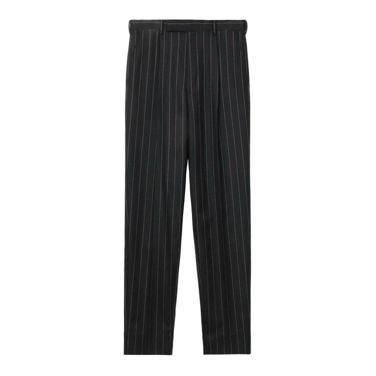 JOHNLAWRENCESULLIVAN - Wool stripe pleated trousers (BLACK JOHNLAWRENCESULLIVAN - Wool stripe pleated trousers (BLACK