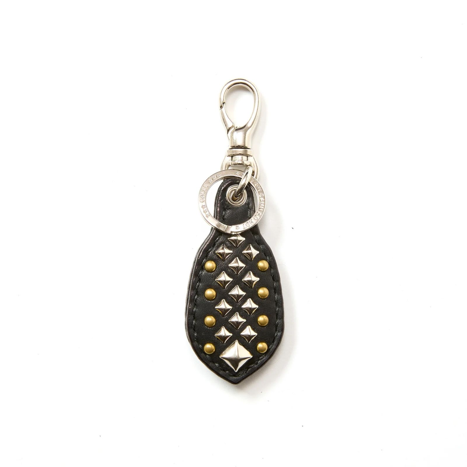 STUDS LEATHER RUGGED KEY RING (BLACK)｜スタッズ レザー ラギッド キーリング キーホルダー｜CL-25AW011LE