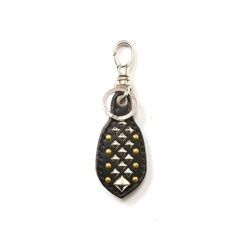 STUDS LEATHER RUGGED KEY RING (BLACK)｜スタッズ レザー ラギッド キーリング キーホルダー｜CL-26SS003LE EX