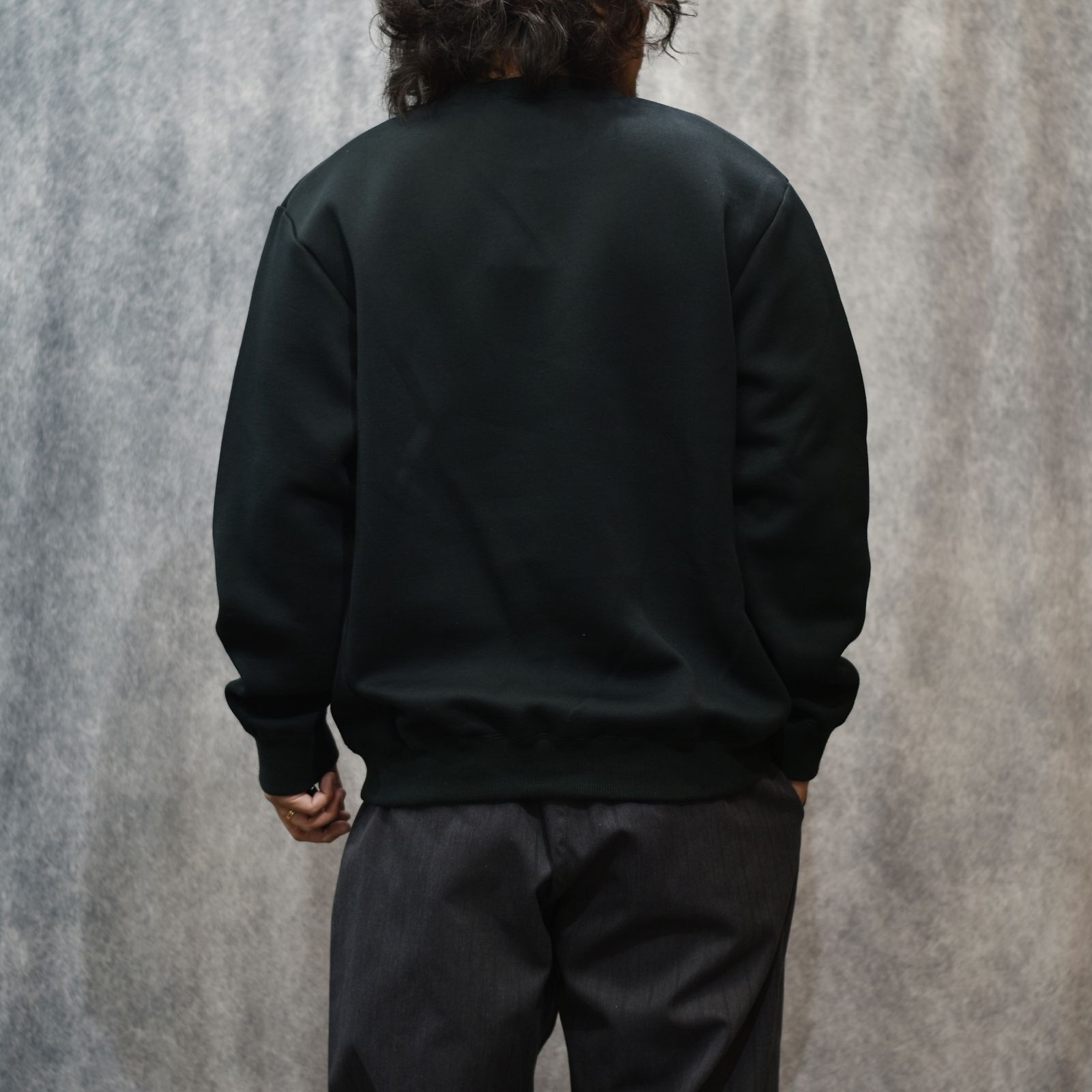 HIGH GAUGE DOUBLE KNIT CREW NECK SW (BLACK)｜ダンボールニットスウェットトレーナー｜CL-25AW019