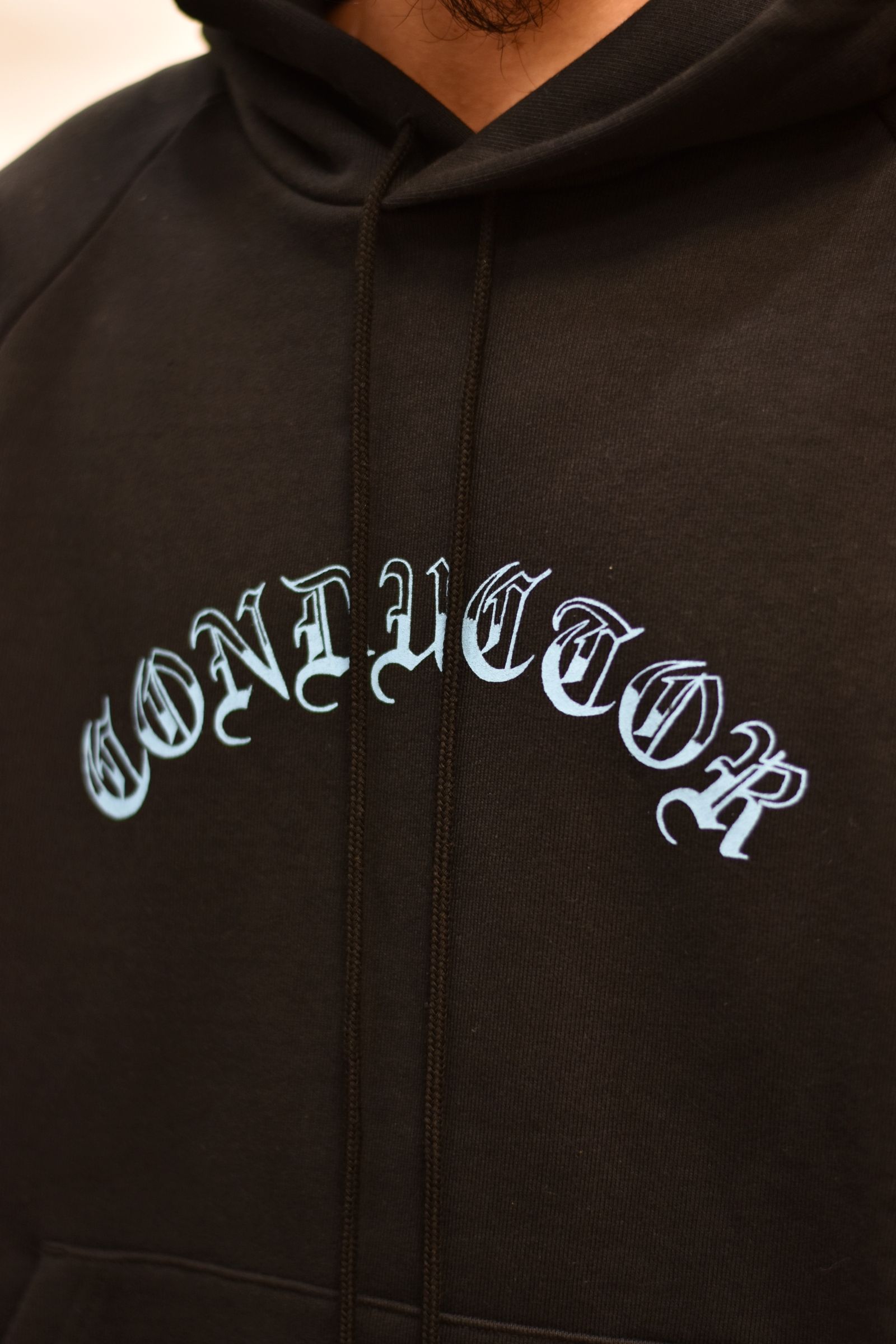 COTTON HOODED SWEATER 'BRAIN (BLACK)