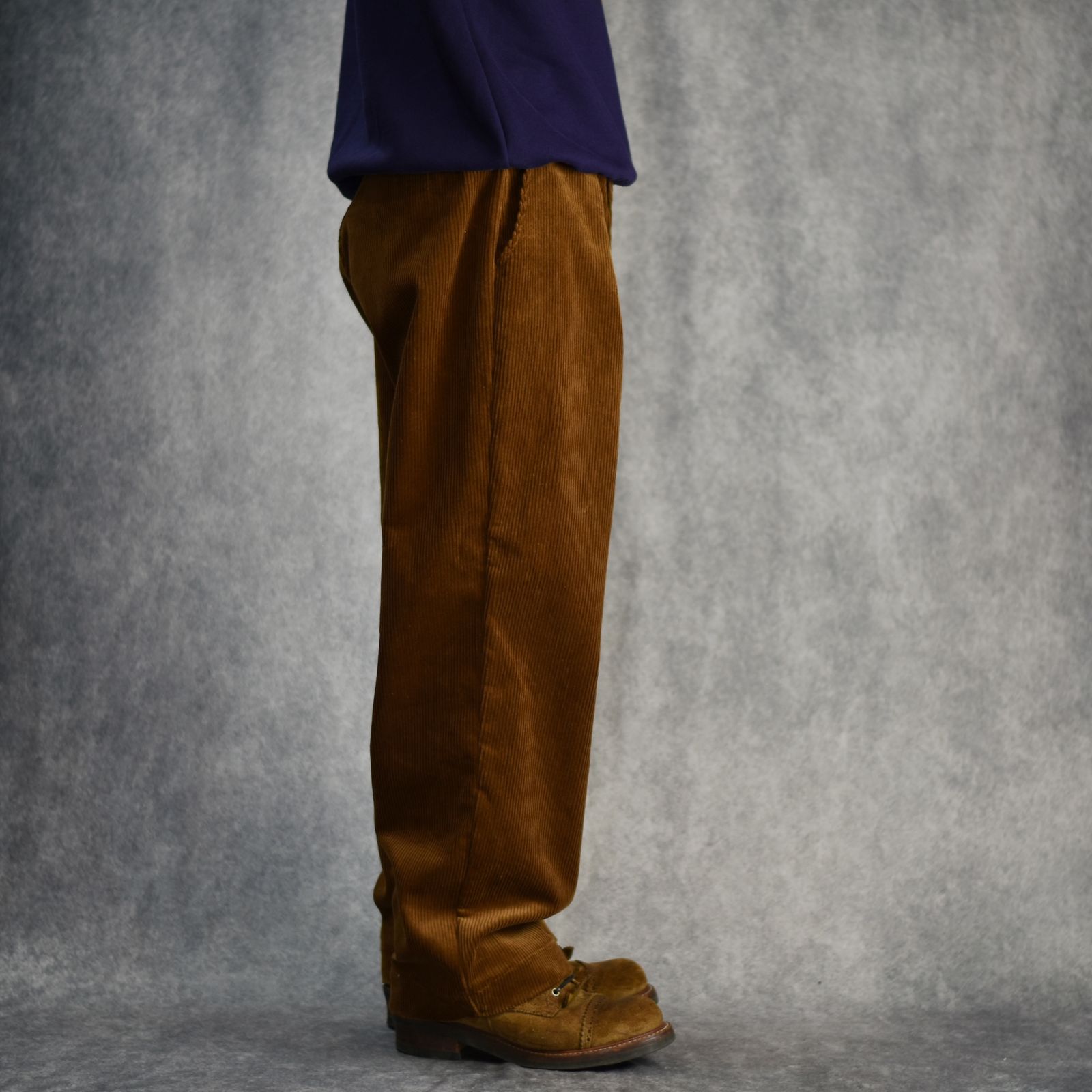 8w COURDUROY TUCK WIDE SLACKS (BROWN) / コーデュロイ 1タック ワイドスラックス