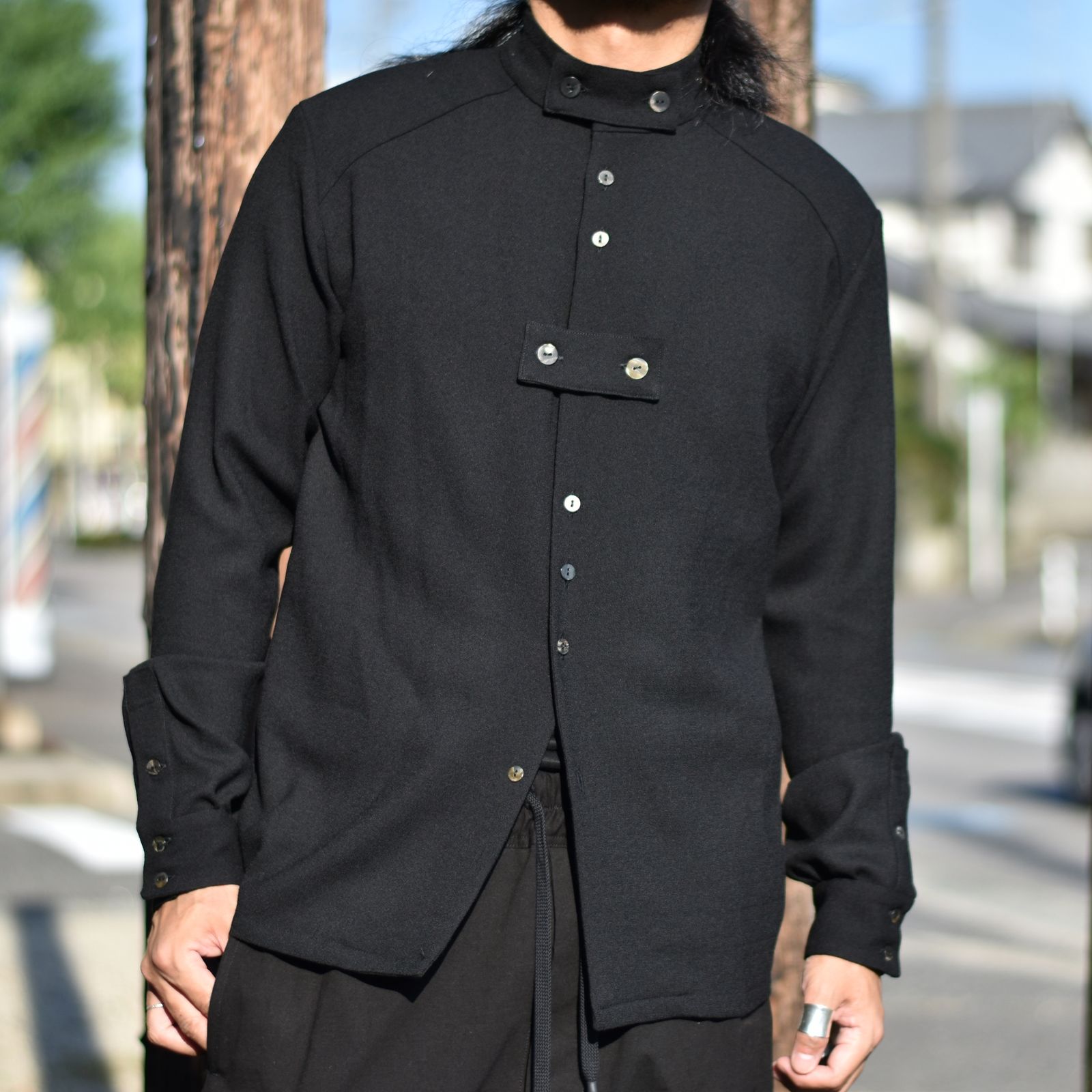 kujaku - mizokakushi shirt (black) | KJ-22AW21 | chord online store