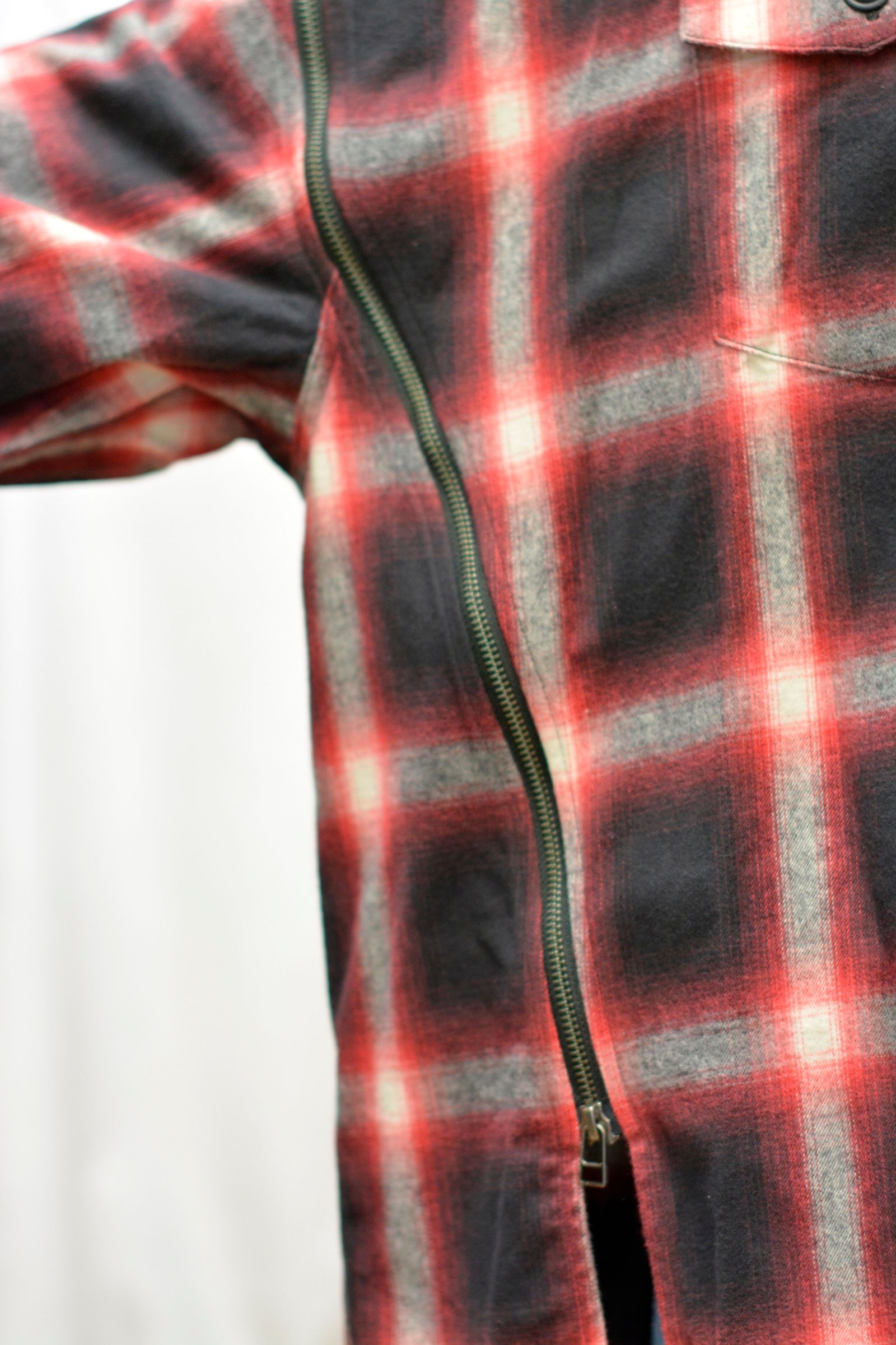 トップス facetasm CHECK ZIPPER SHIRT MKS-SH-M08 FACETASM - CHECK ZIPPER SHIRT （ORANGE×BLUE） / チェック柄