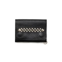STUDS LEATHER FLAP HALF WALLET (BLACK)｜スタッズレザー フラップハーフウォレット 三つ折り財布｜CL-26SS022LE