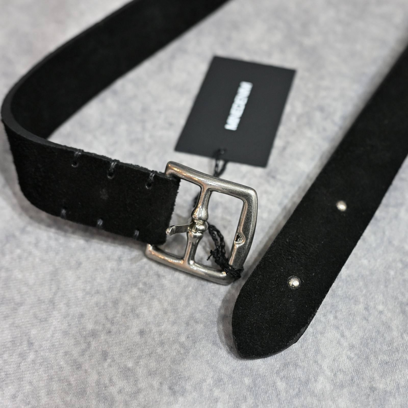 Thick Velour Blade-tip Studs Belt （BLK）｜ベロア 剣先スタッズ ベルト｜MDLBT001