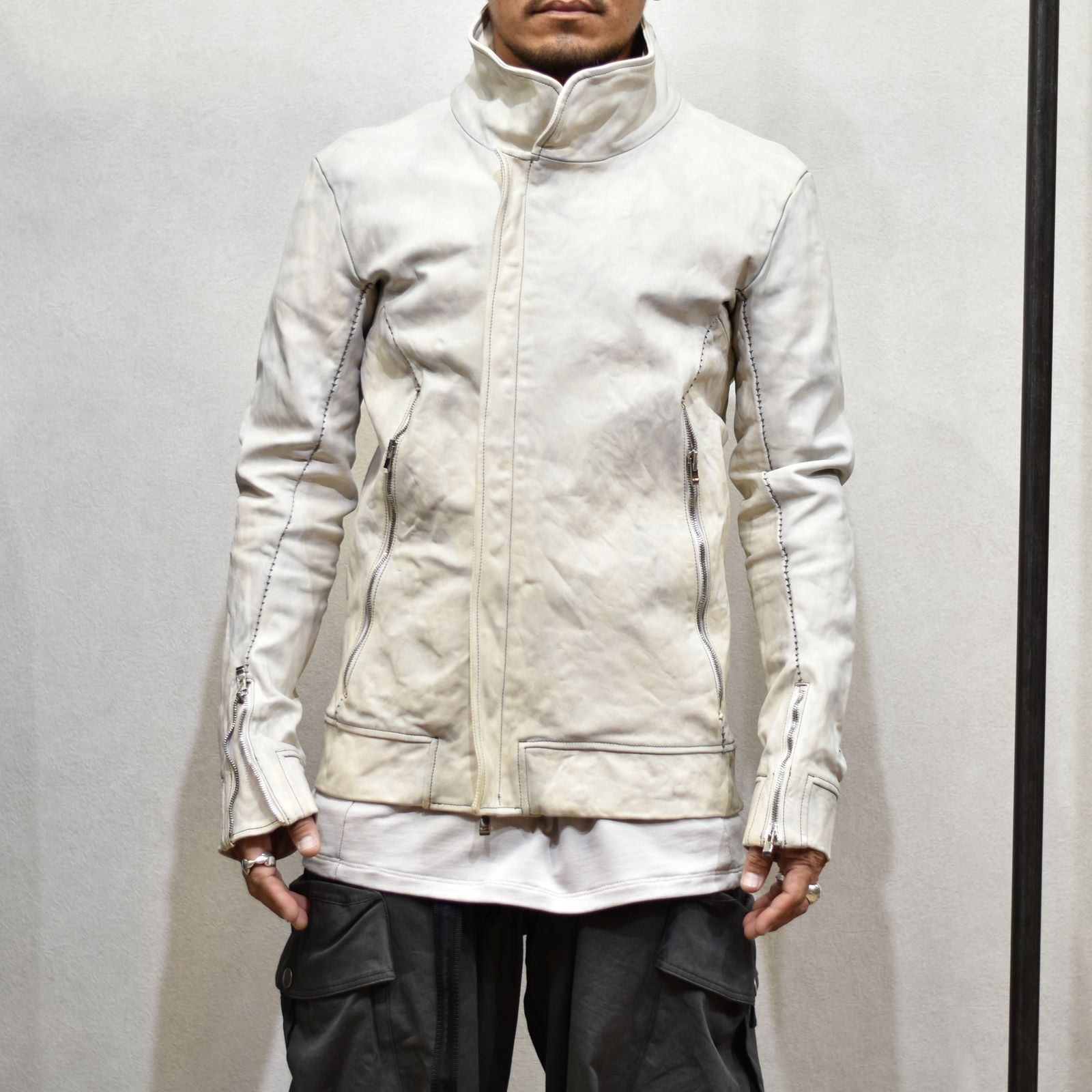 HORSE WHITE L.HI NECK BIAS ZIP RIB BL.LINED MB-1S