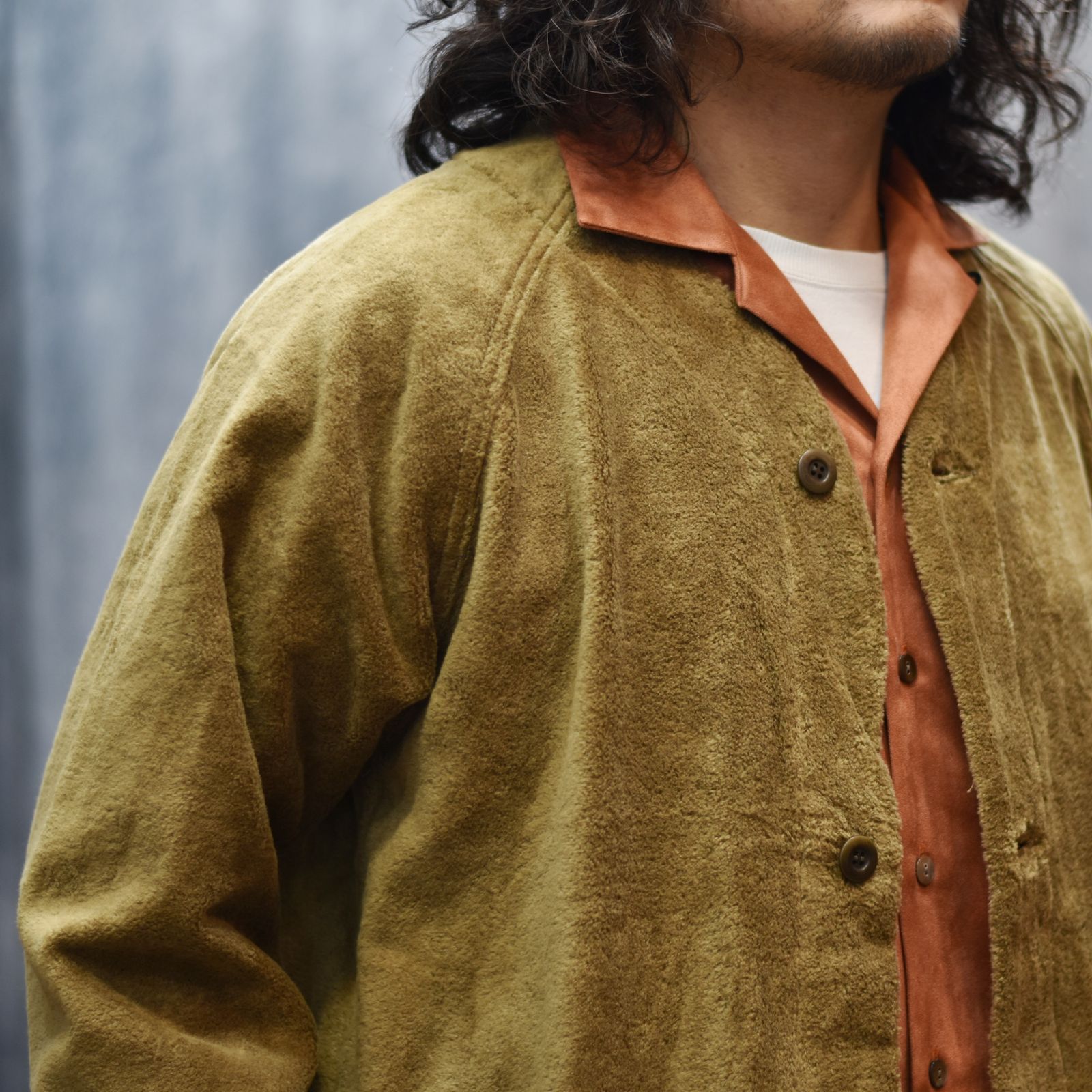 CT FLEECE BOA NO COLLAR JACKET (CAMEL)｜コットンフリース ボア ノーカラージャケット｜CL-25AW017