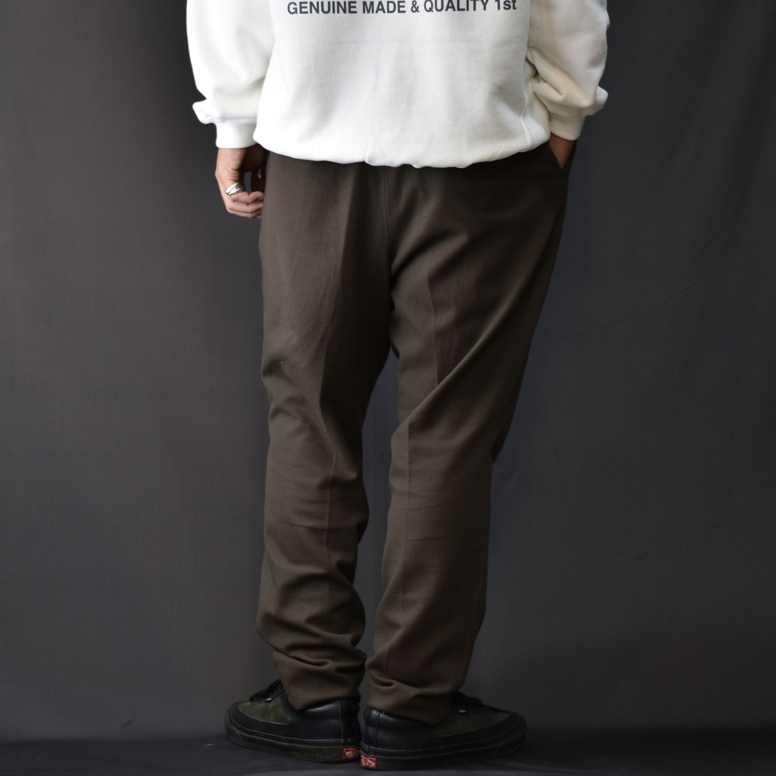 R/P STRECTH TWEED TYPE TAPERD SLACKS (BROWN) / テーパードスラックス