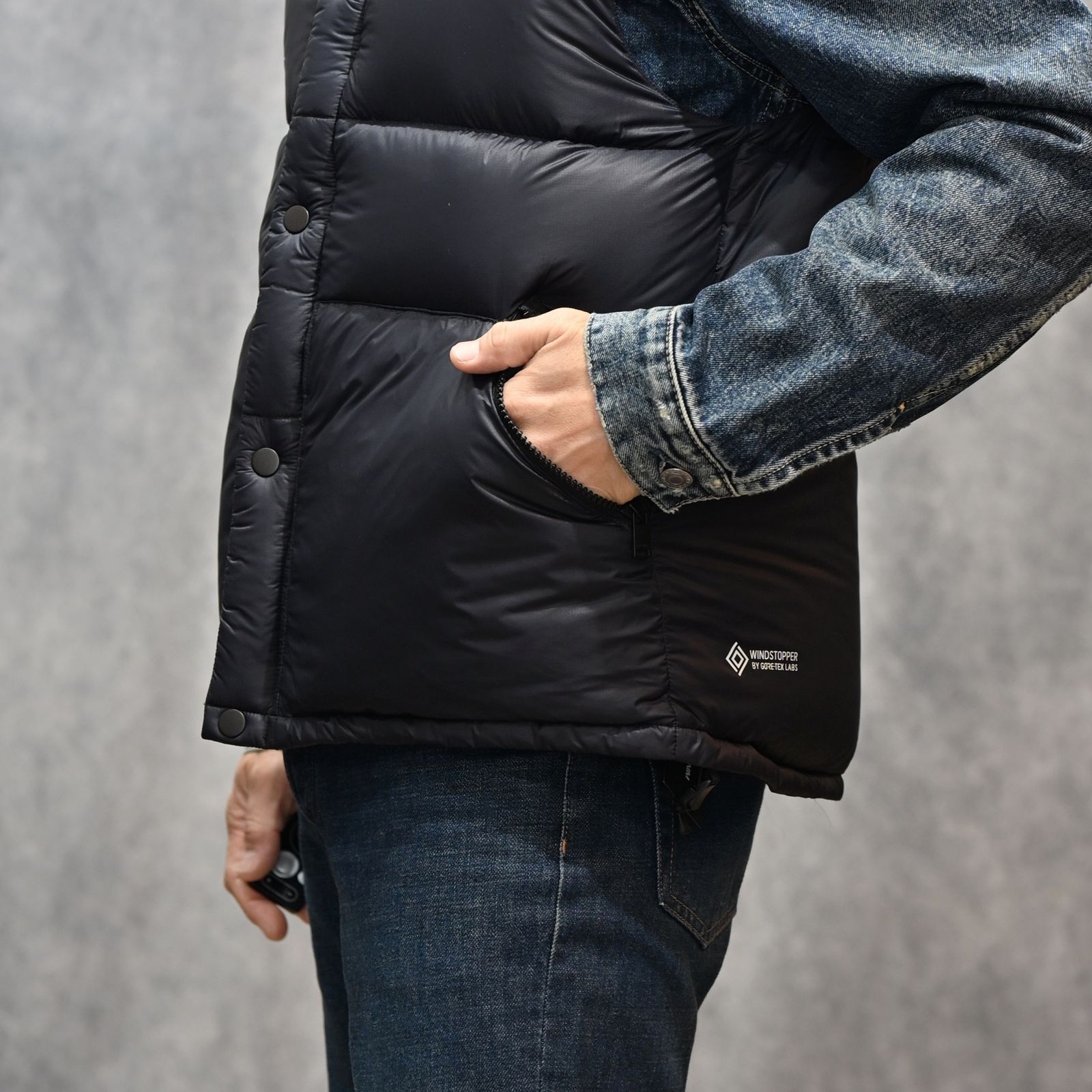 MINEDENIM × nonnative DWELLER TRAINER 2 HI COW LEATHER WITH GORE-TEX by SPINGLE｜NN-V4752（BLK）｜ノンネイティブ ダウンベスト｜NN-V4752