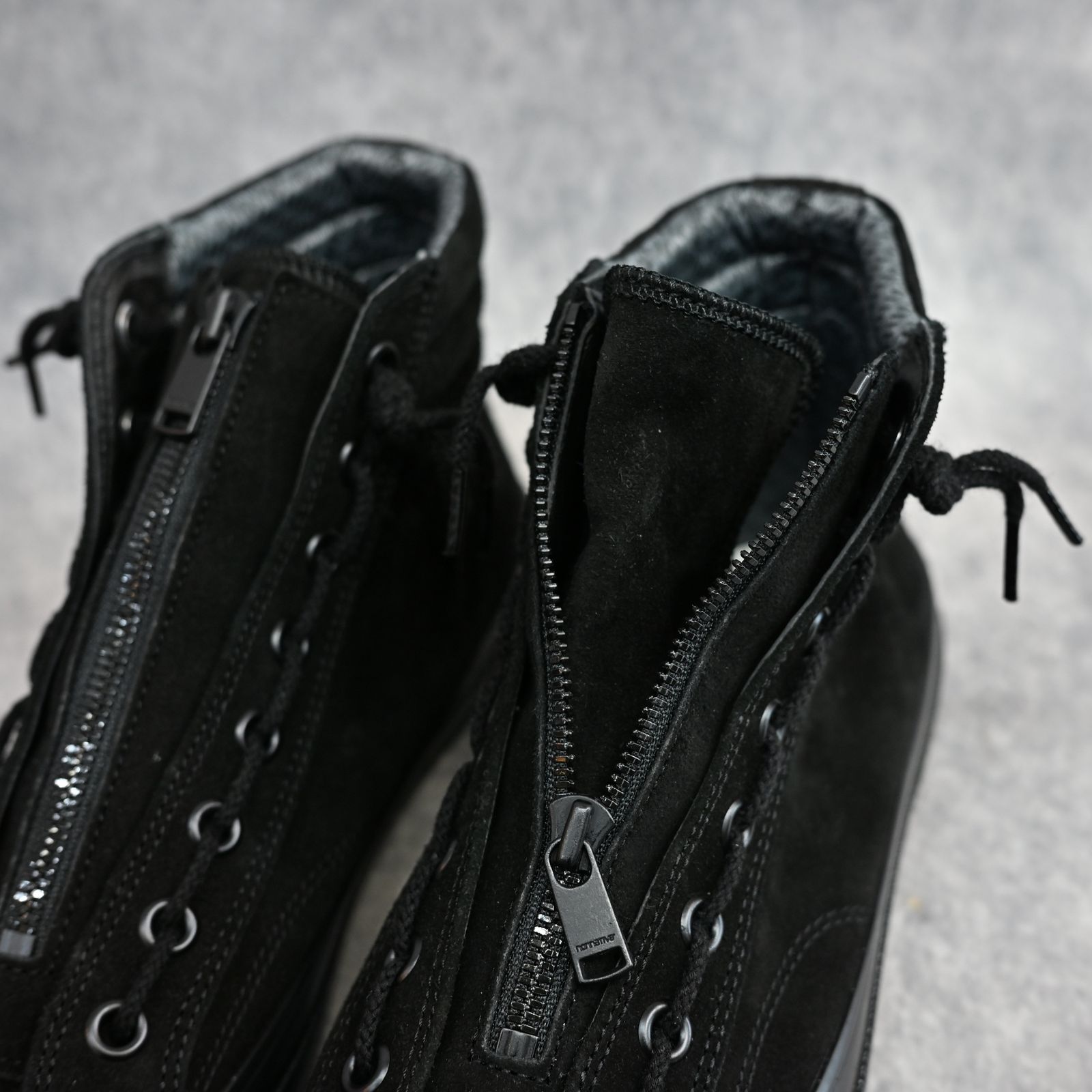 MINEDENIM × nonnative DWELLER TRAINER 2 HI COW LEATHER WITH GORE-TEX by SPINGLE （BLK×BLK）｜ノンネイティブ スニーカー｜NN-F4753