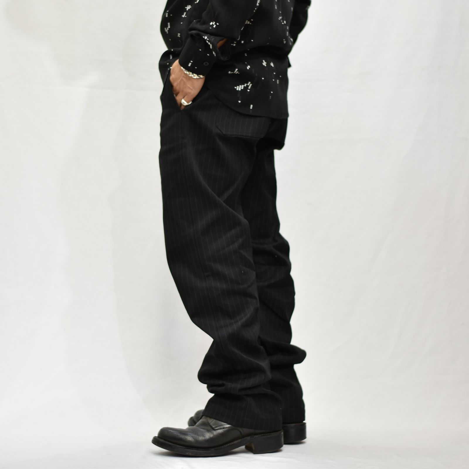 Discharge Stripe Wide Denim Baker PS