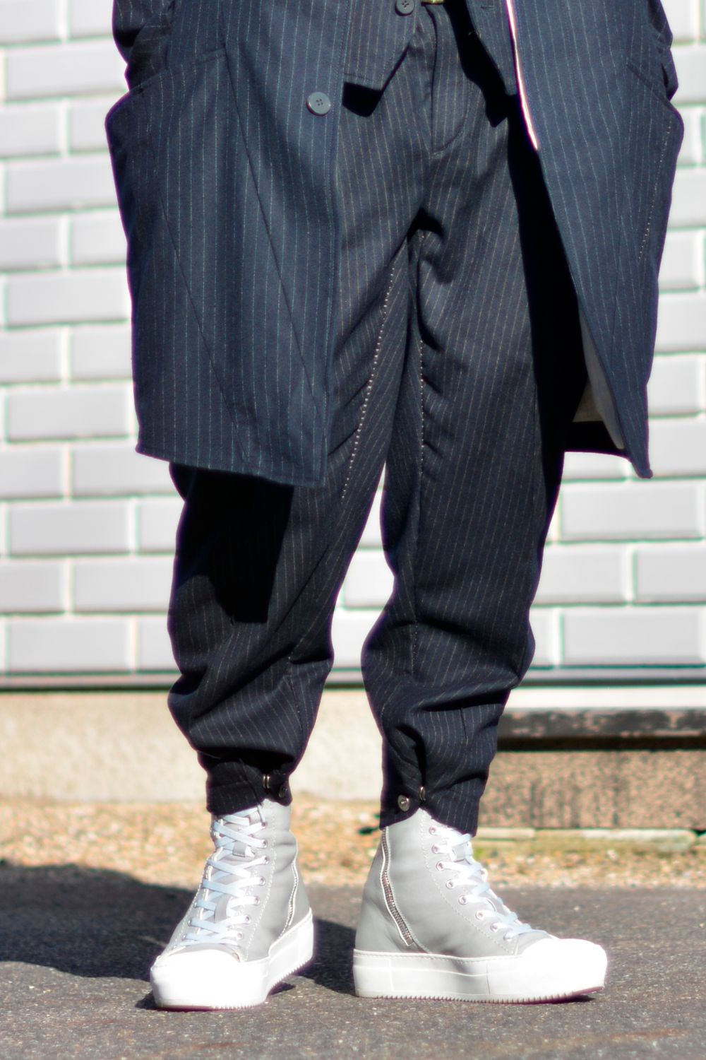 incarnation × chord 【CALF LEATHER EXTRA HI CUT SNEAKER SPAIRAL ZIP LINED】 Light Gray Collar