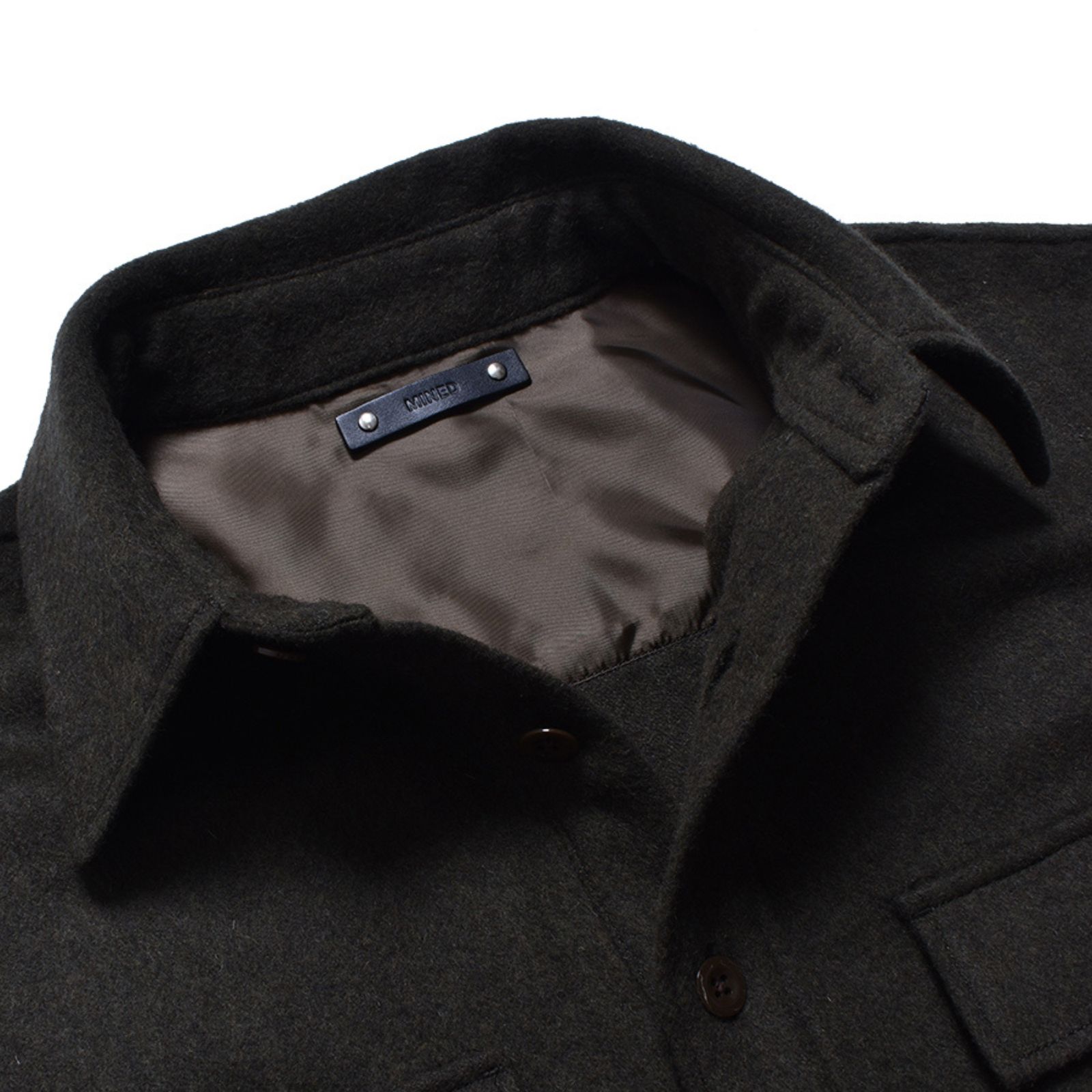 Wool Light Melton Pullover SH （KHA） / ウールメルトン プルオーバーシャツ （カーキ）｜2509-5003
