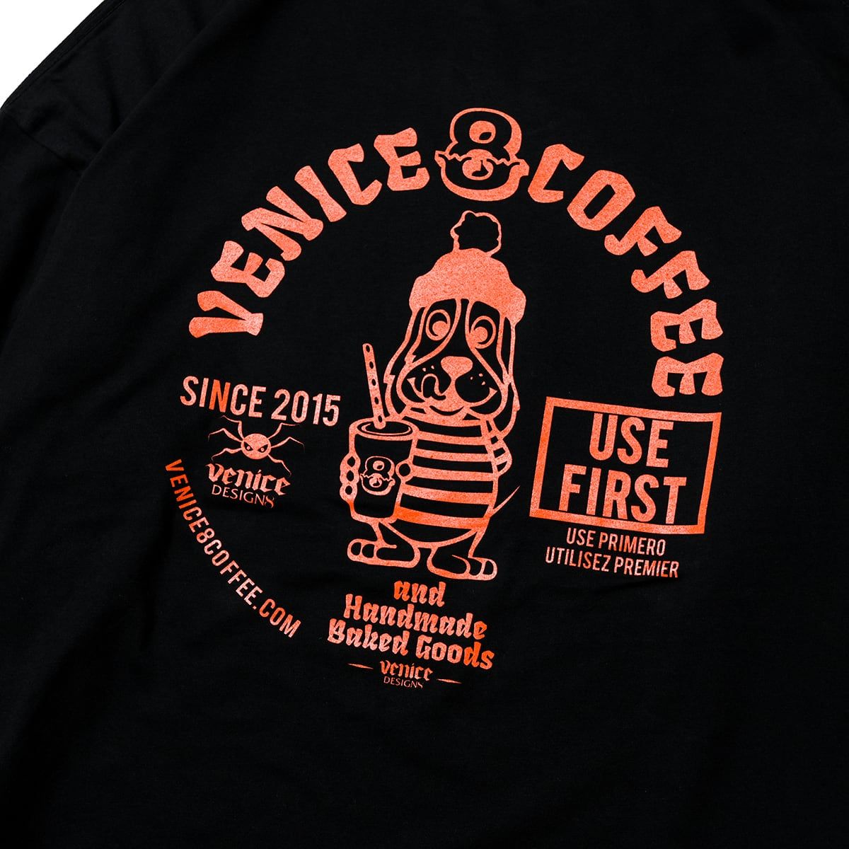 ×VENICE8 COFFEE HOUSE®️ CAFE DOG DROPSHOULDER L/S T-SHIRT (BLACK) / カフェドッグ ドロップショルダー Tシャツ