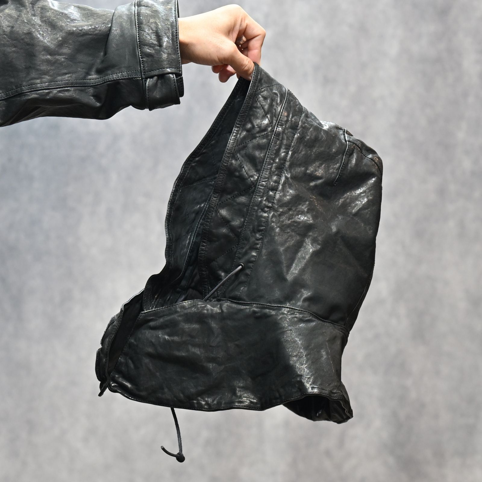 JAPANステア ミモザ鞣し製品染め モッズコート （BLACK）｜2176-01