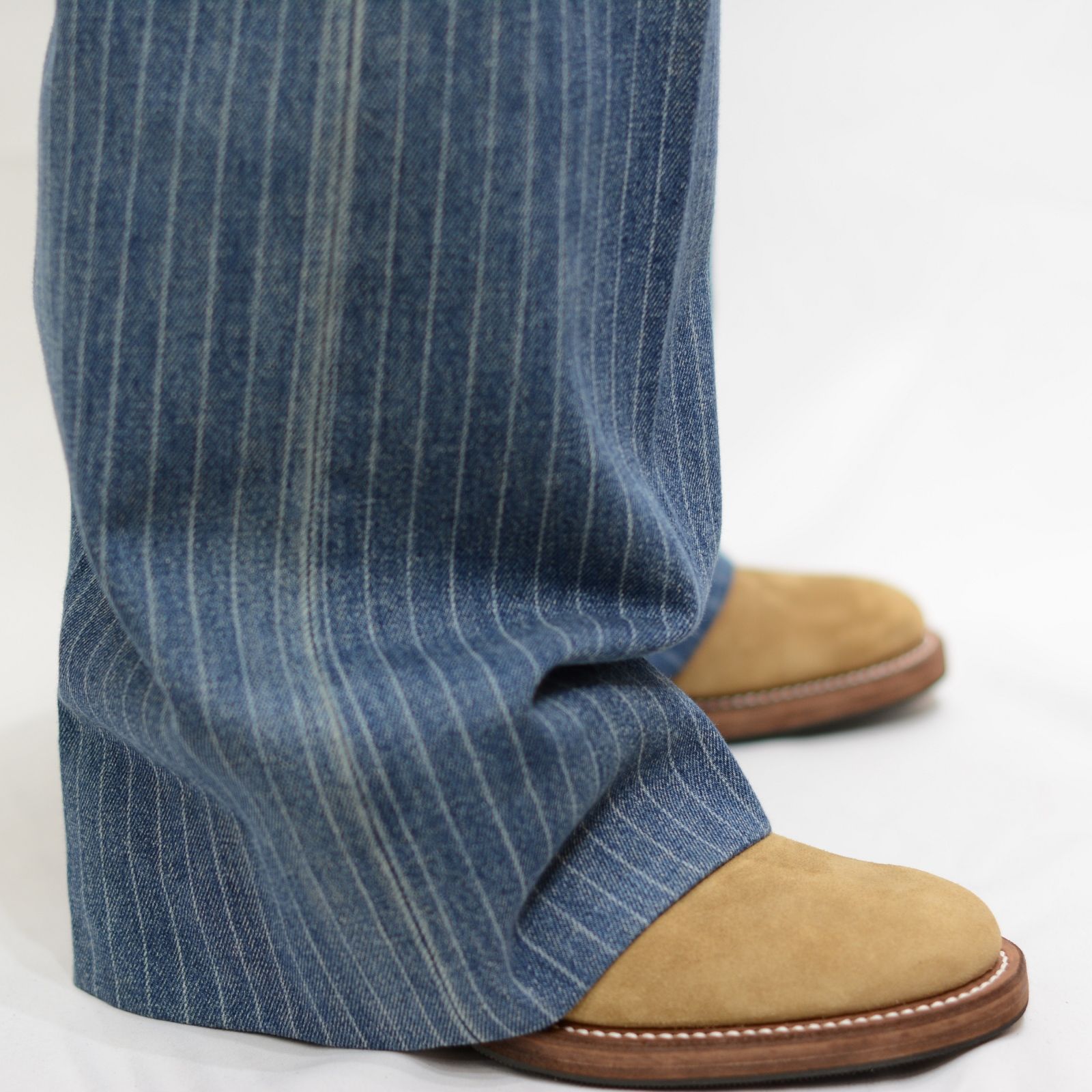 Discharge Chalk Stripe Denim Semi Wide PS