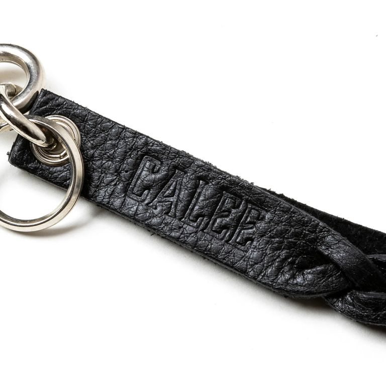 CALEE - STUDS LEATHER LONG KEY RING (BLACK) / スタッズ