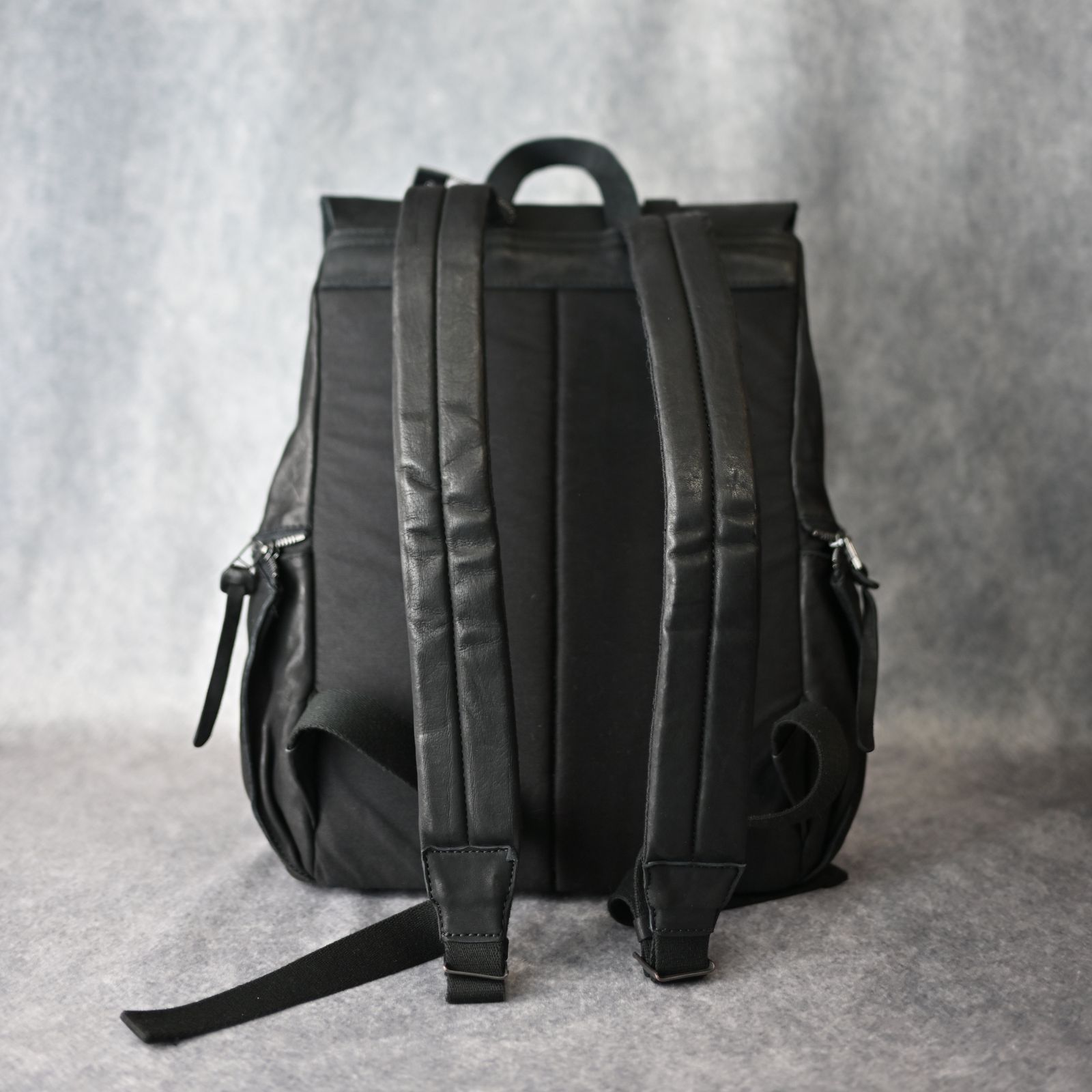 ジャパン ダブルショルダー フルタンニン製品染め ミリタリーバッグ （BLACK） 92-33