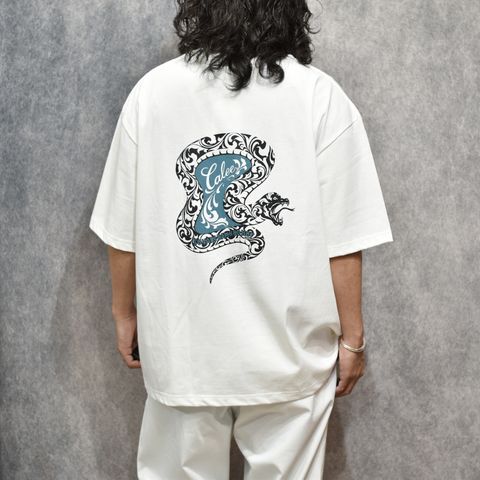 VINTAGE TYPE SNAKE LOGO POCKET TEE ＜NATURALLY PAINT DESIGN＞ (WHITE)｜スネーク ロゴプリント ポケットTシャツ｜CL-26SS003NT