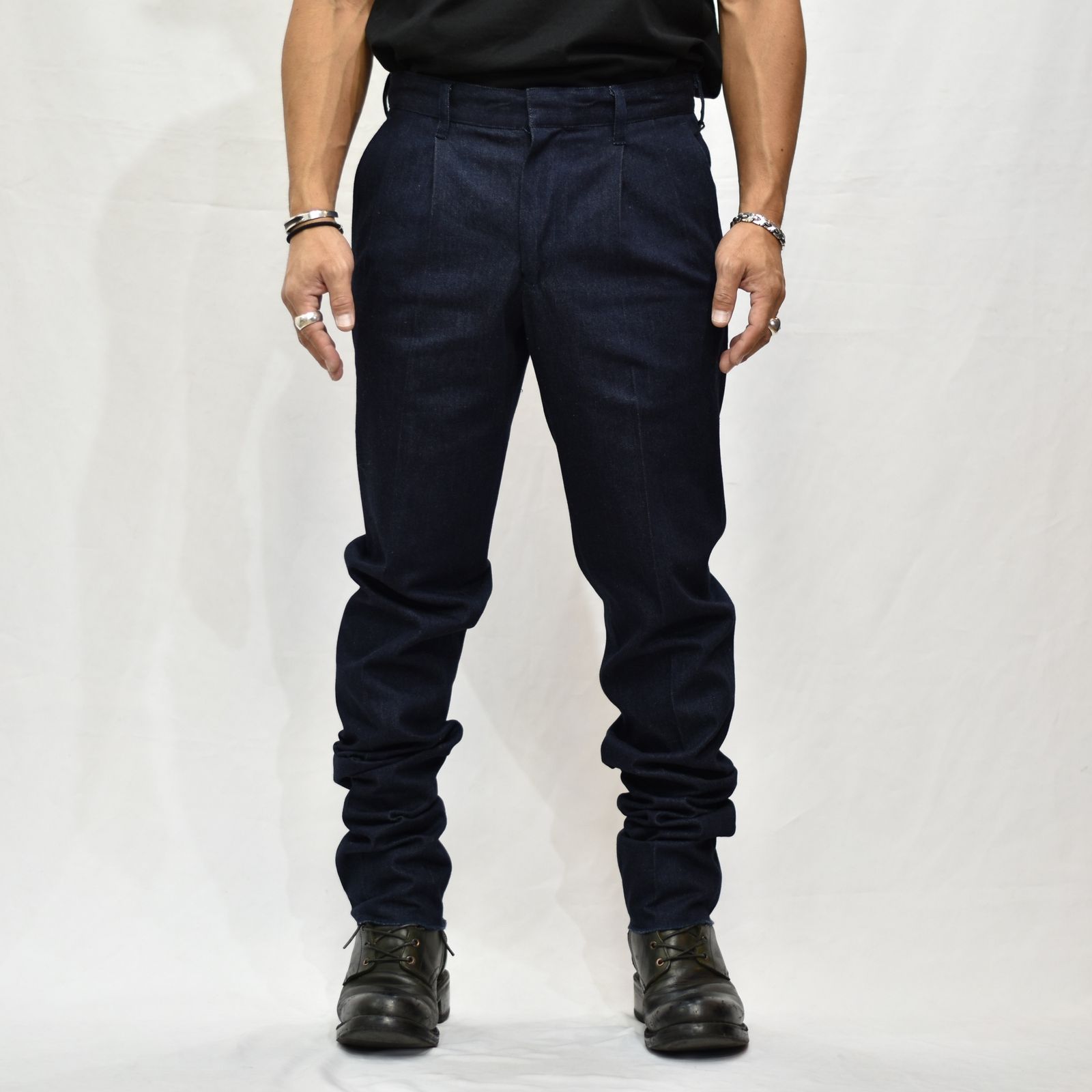 Washed Denim Slacks
