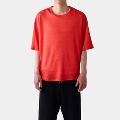HF linen shirt SS （RED）｜リネン Tシャツ （レッド）｜HF-01