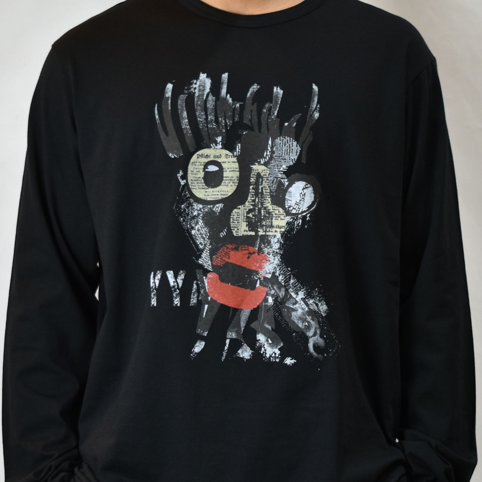 30/- COMBED SINGLE JERSEY PT LONG SLEEVE (BLACK) / プリント ロングスリーブ （ブラック）