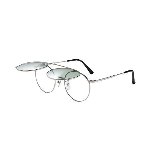 FLIP UP TYPE CIRCLE METAL GLASSES (SILVER.GREEN) / フリップアップタイプ サークルメタル グラシズ