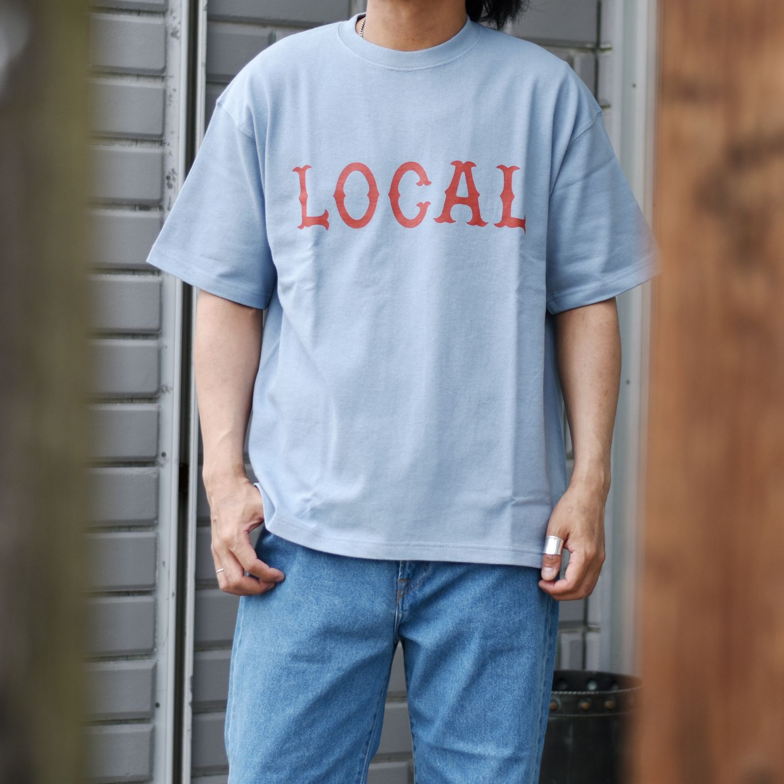 CUTRATE CLASSIC LOCAL LOGO HEAVY WEIGHT DROPSHOULDER S/S -T-SHIRT (ACID BLUE)