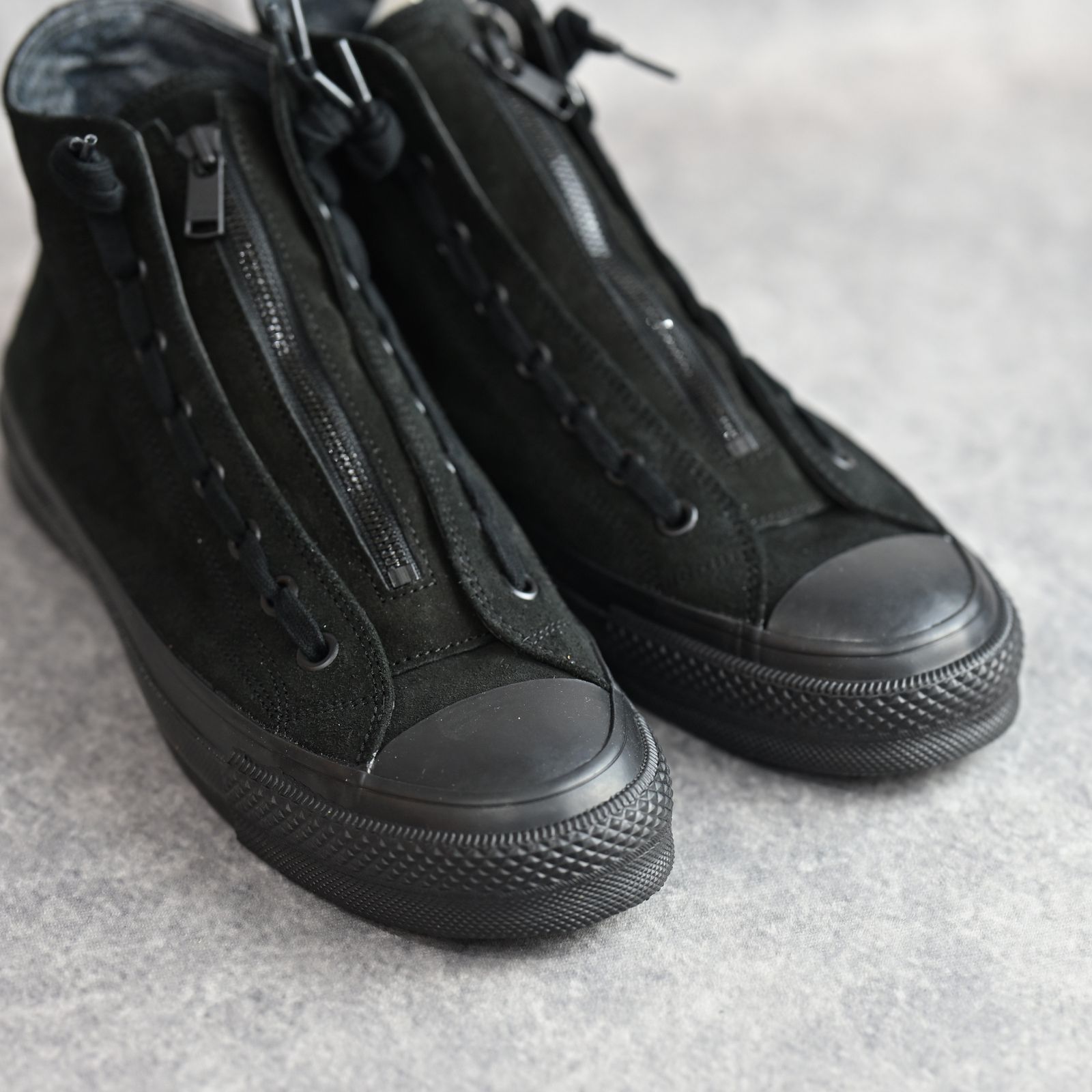 MINEDENIM × nonnative DWELLER TRAINER HI COW LEATHER WITH GORE-TEX by SPINGLE （BLACK × BLACK） / NNT-SN01