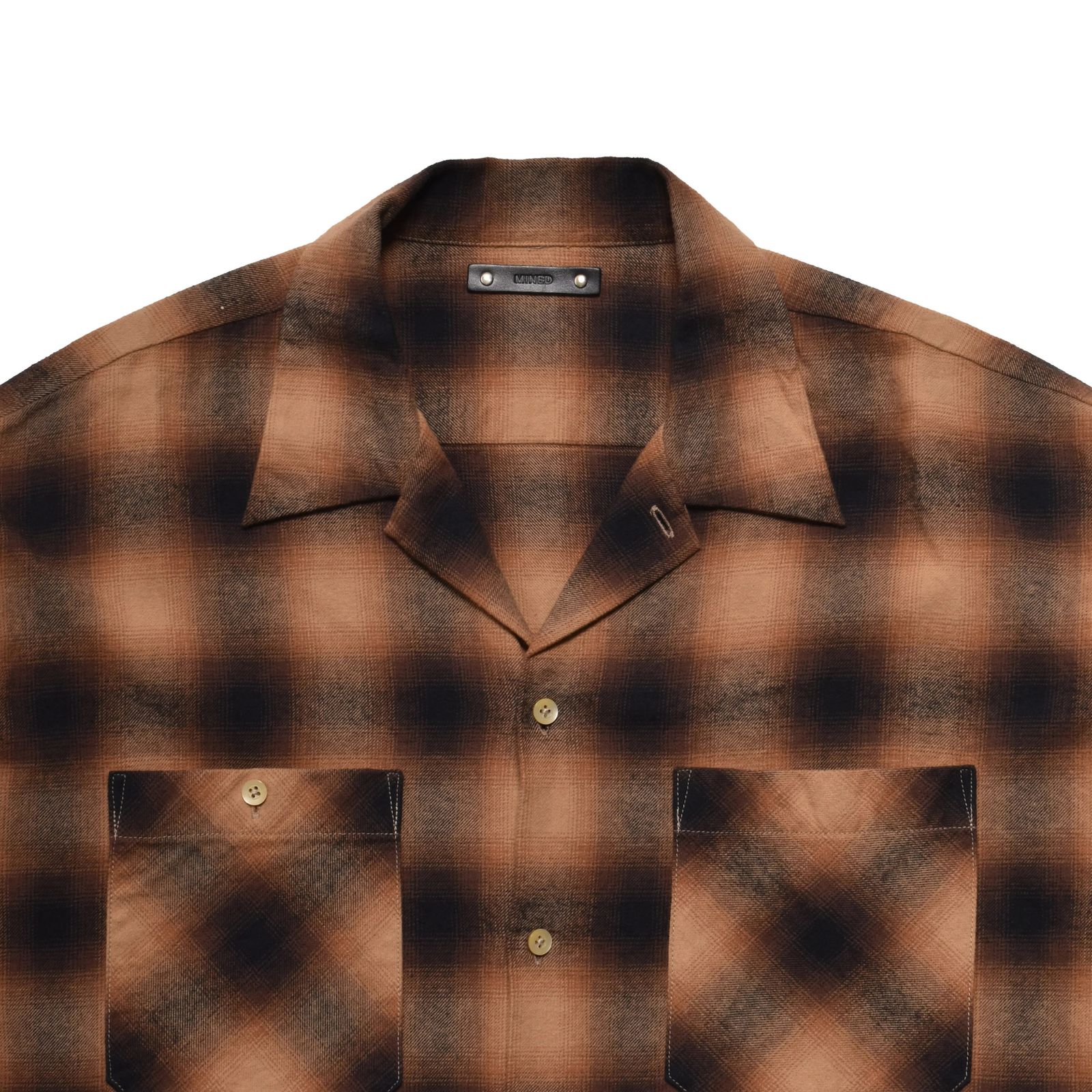C.Flannel Ombre Open Collar SH （BRT）｜コットンフランネル オンブレーチェック オープンカラーシャツ｜2509-5004