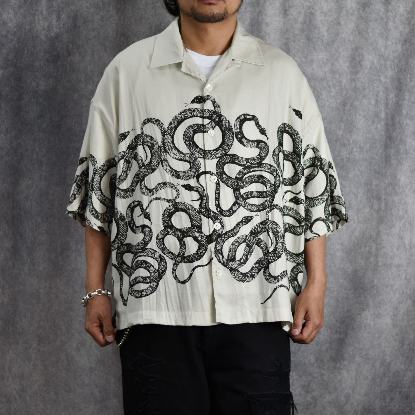 5 SLEEVES DROP SHOULDER SH (IVORY) / 5分袖 ドロップショルダー オープンカラーシャツ