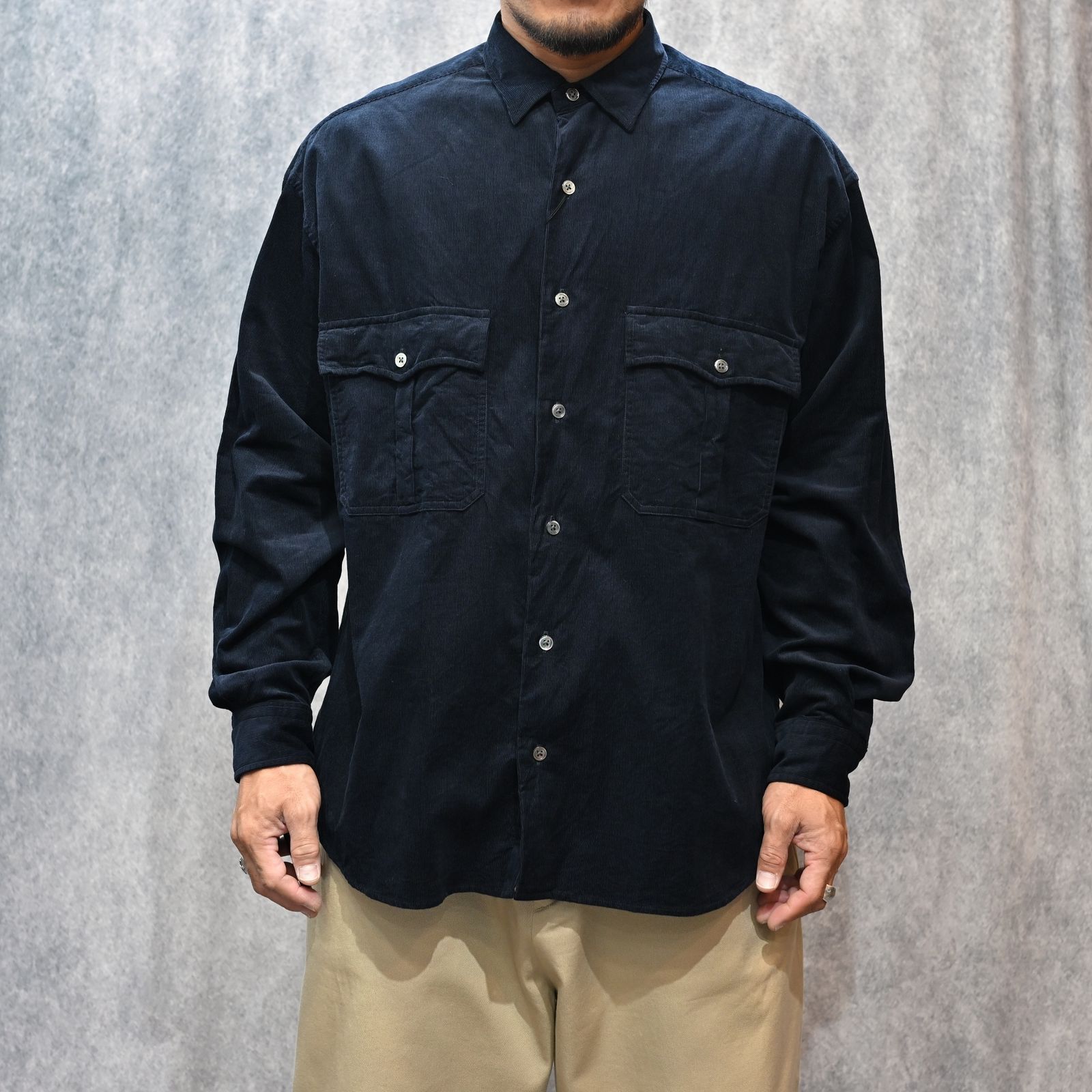 ROLL UP ORGANIC CORDUROY SHIRT (NAVY)|コーデュロイシャツ (ネイビー) PC-016-3685-41