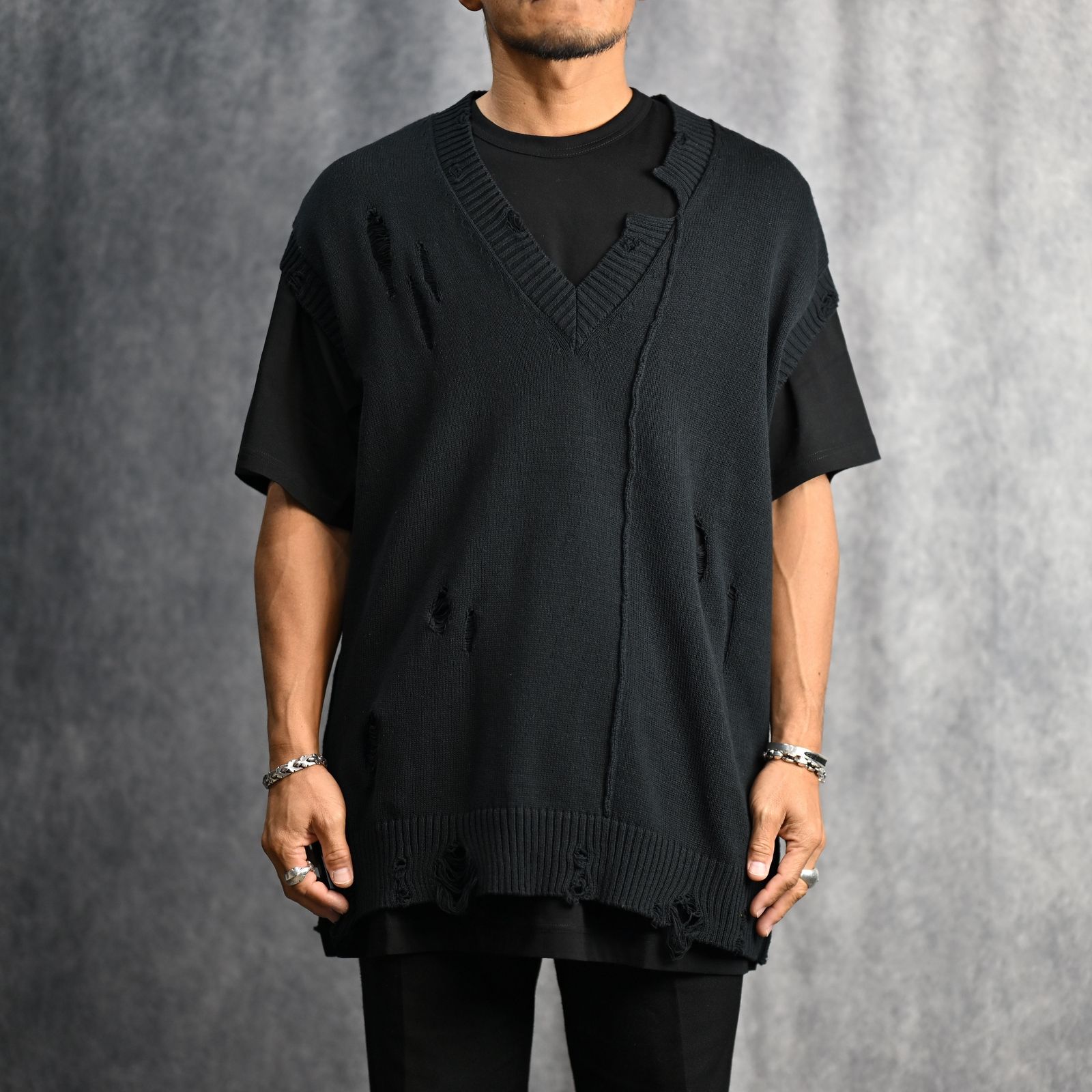 AM025　Yohji yamamoto　ニットベスト　ブラック　サイズ3 AM025 Yohji yamamoto ニットベスト ブラック サイズ3