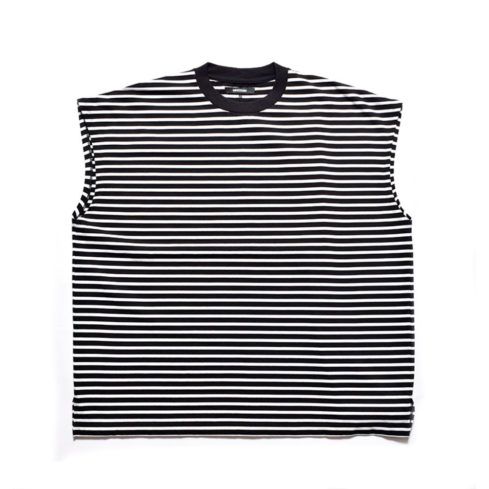 Big Nosleeve Border T-SH （WHITE） / ビック ノースリーブ ボーダーTシャツ （ホワイト） 2505-4007