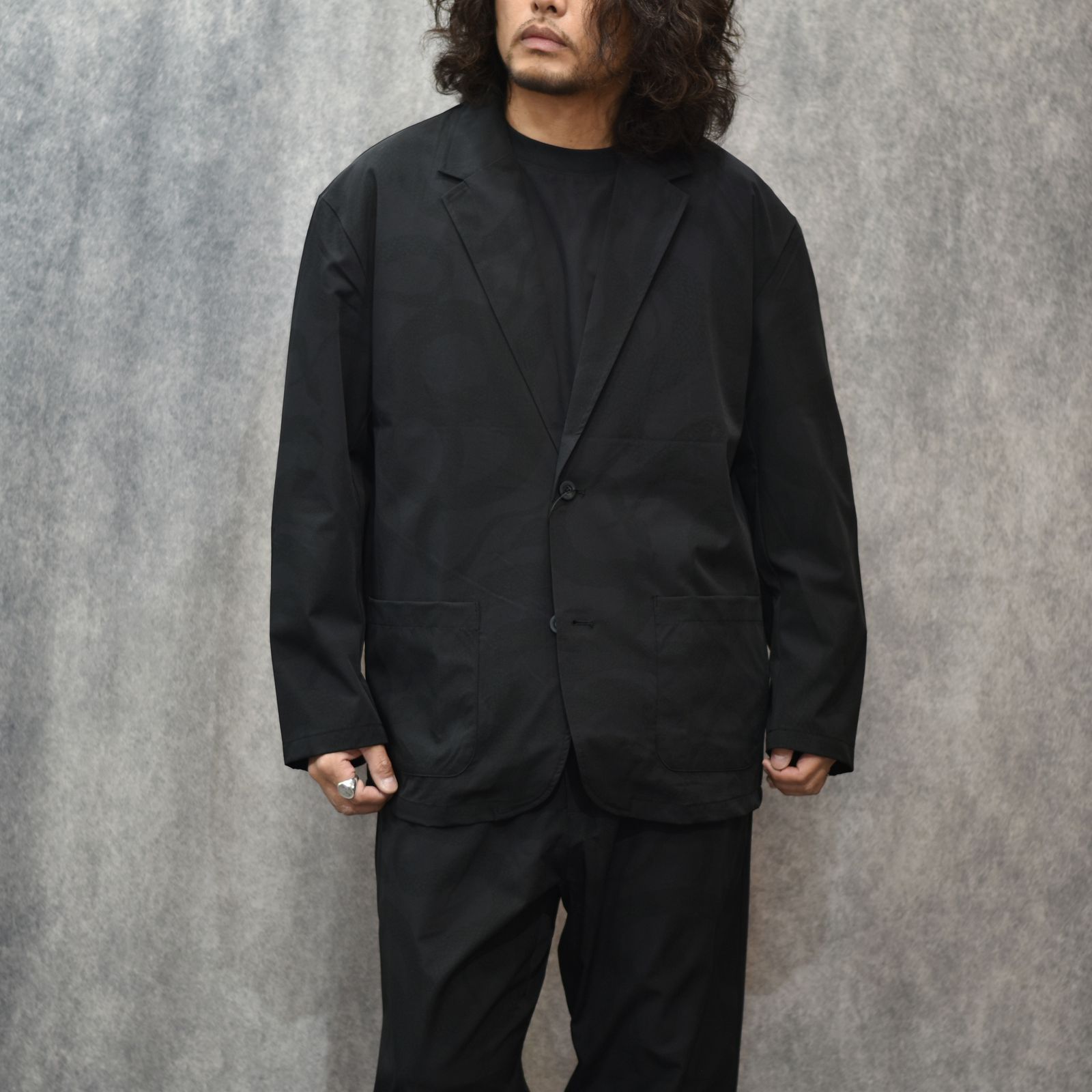× OVYS SNAKE PATTERN NYLON T/T JACKET & PANTS (BLACK)｜× オーヴィーズ 蛇柄 ナイロン セットアップ｜ov-ls-jkpt-0001
