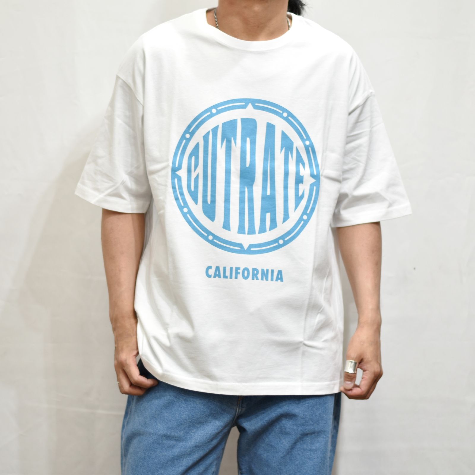 CUTRATE BEACH CITY CA DROPSHOULDER S/S -T-SHIRT (WHITE)