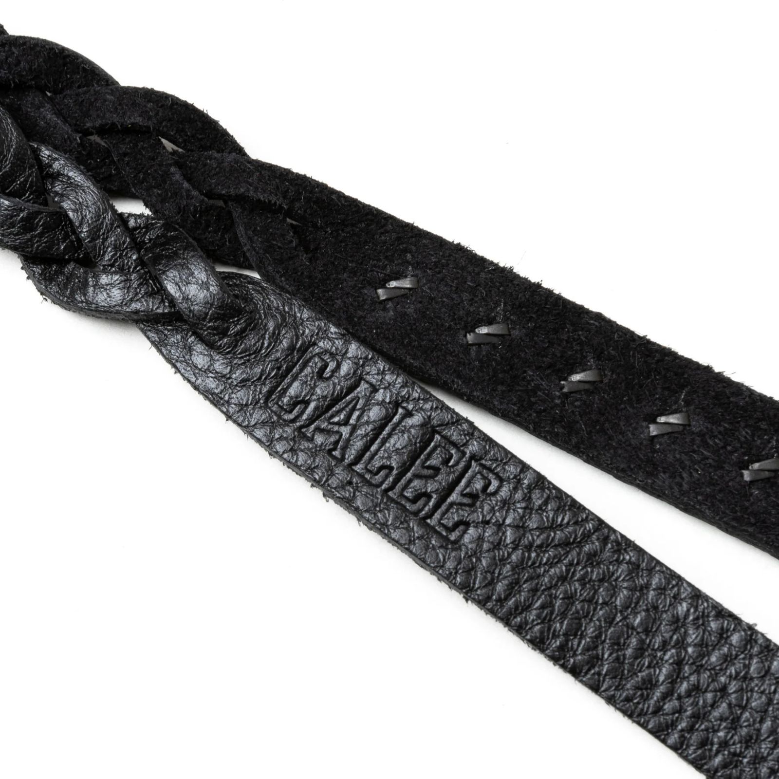 STUDS & KNITTING LEATHER LONG KEY RING ＜TYPE A＞ (BLACK/BLACK) / スタッズレザー 編み込みレザー ロングタイプ キーリング キーホルダー