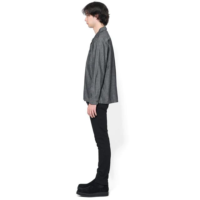 506 Chambray Open Collar L/S SH GRY