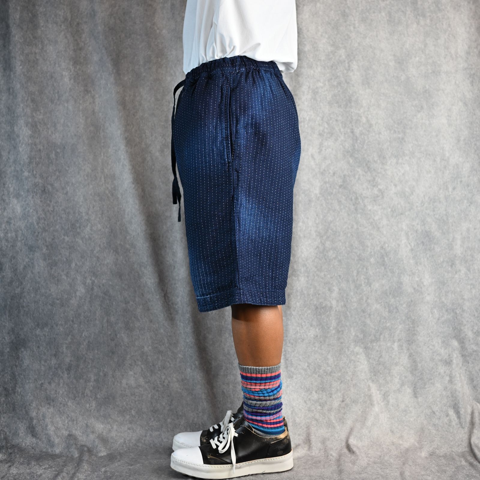 SASHIKO STRIPE SHORTS (BLUE) / サシコストライプ ショーツ （ブルー） PC-059-3193-40