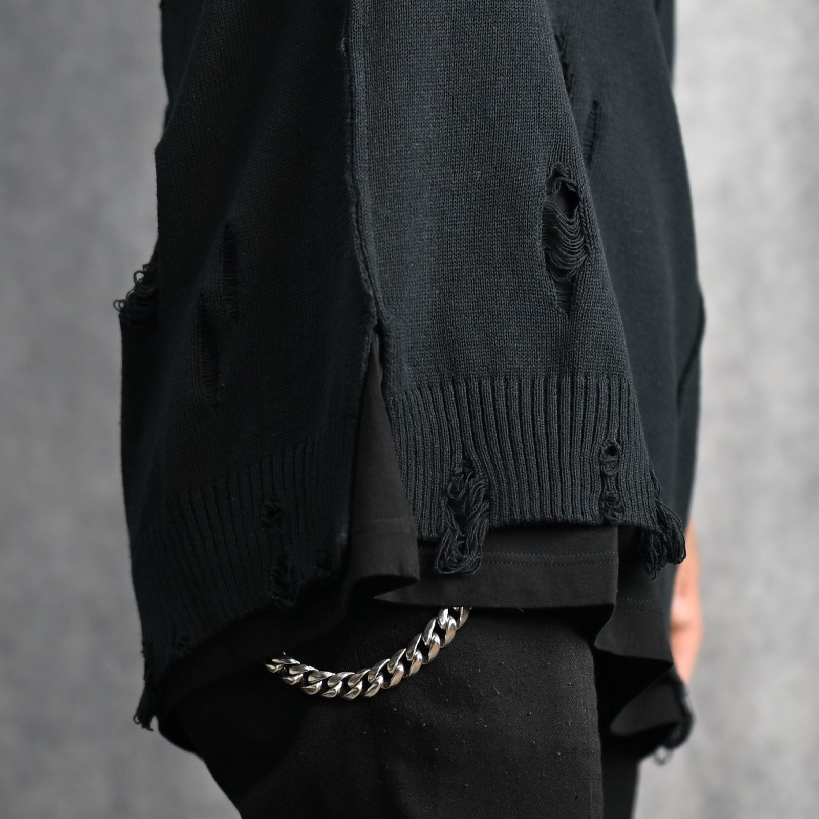 yohji yamamoto - 7G2P JERSEY V NECK VEST （BLACK） / ニット