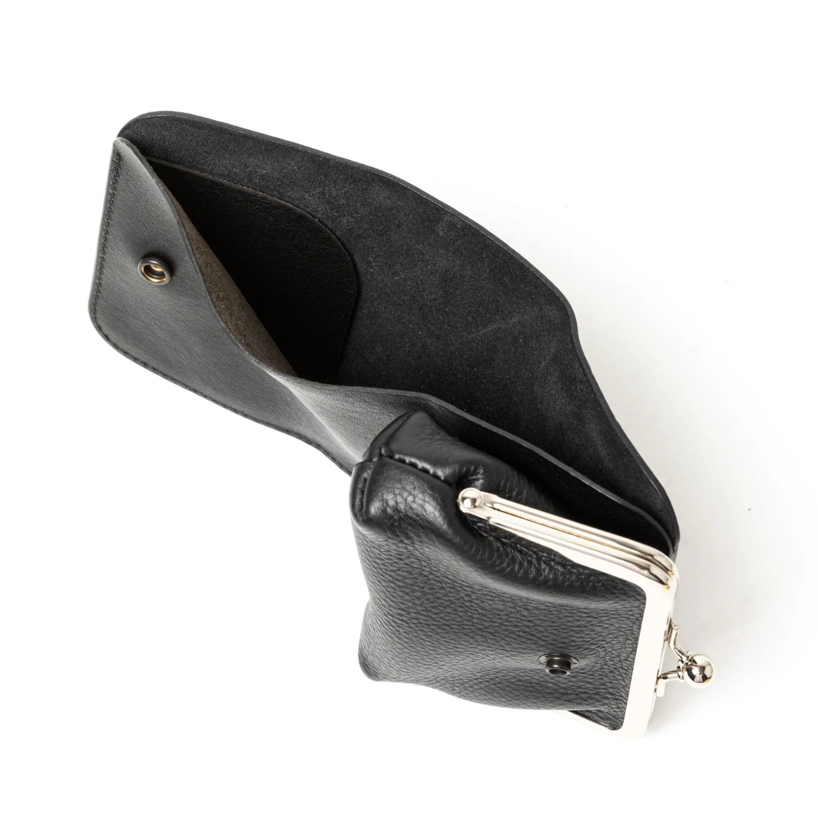 STUDS LEATHER INTERNAL FLEX FRAME TYPE MULTI WALLET (BLACK) / スタッズ レザー ガマ口 財布