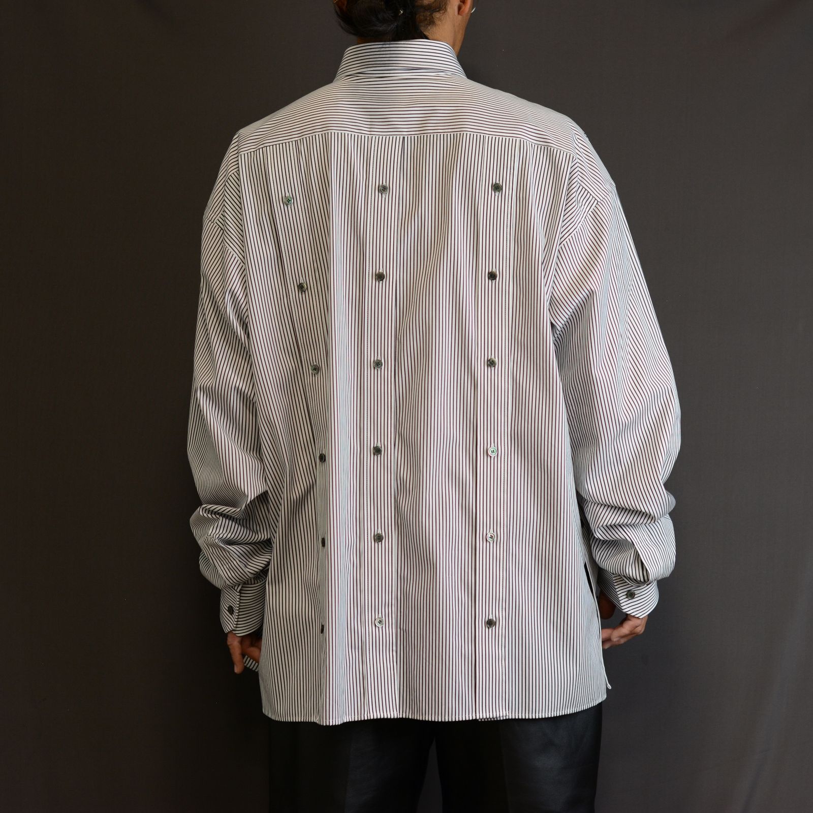 JOHNLAWRENCESULLIVAN - Stripe broadcloth oversized plackets shirt