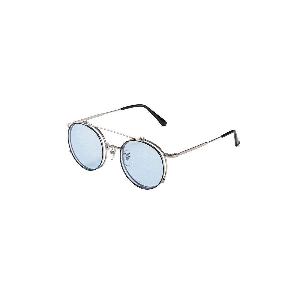 CALEE - Flip up type circle metal glasses -Limited- (Gold.Blue